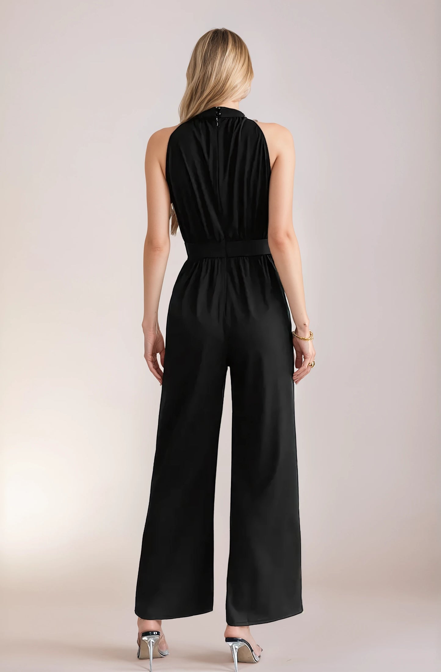 Dames Zwarte Jumpsuit met Ceintuur – Elegante One-Piece