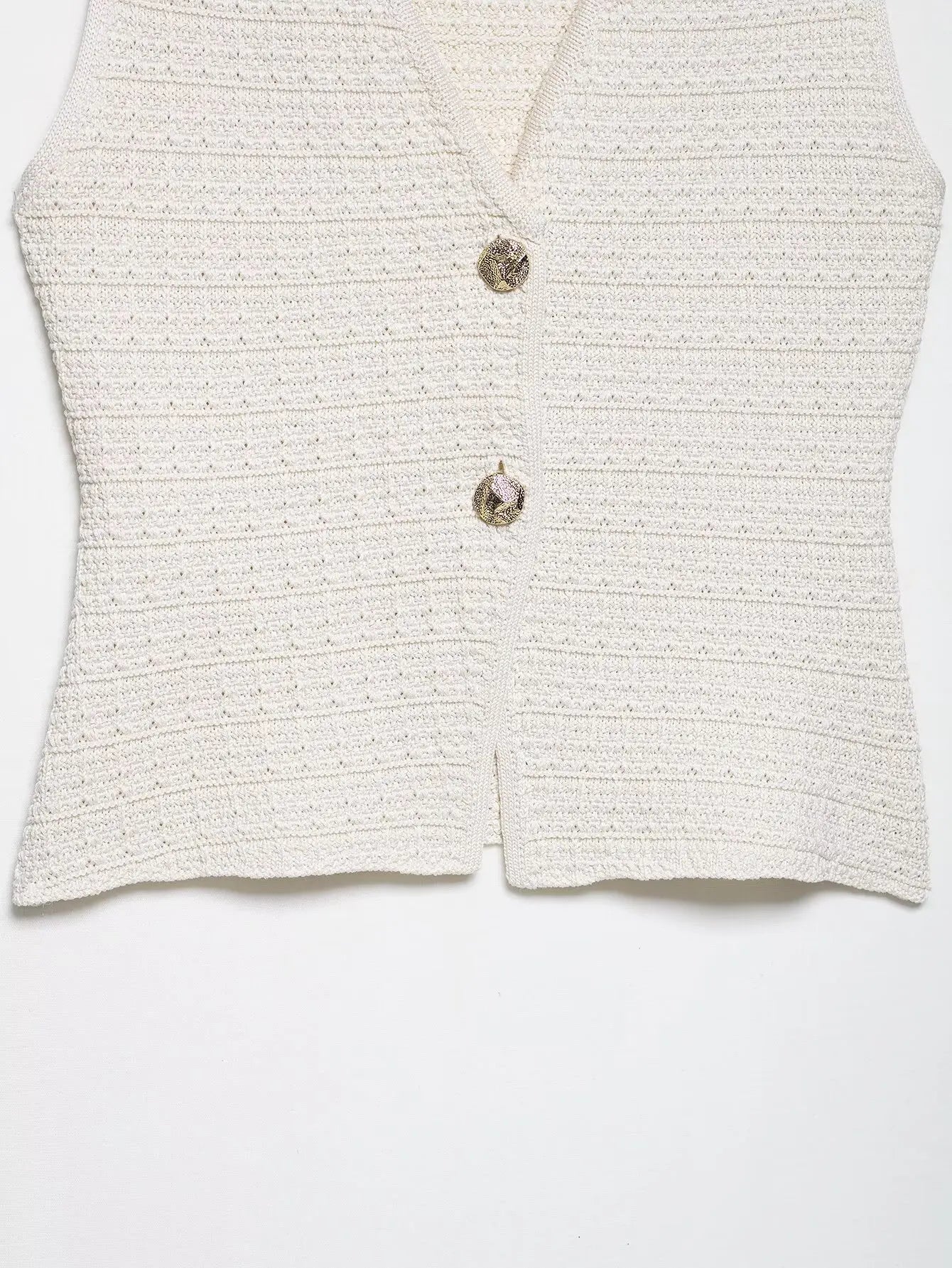 Dames Gebreid Gilet met V-Hals en Juweelknopen – Elegant, Tijdloos en Veelzijdig