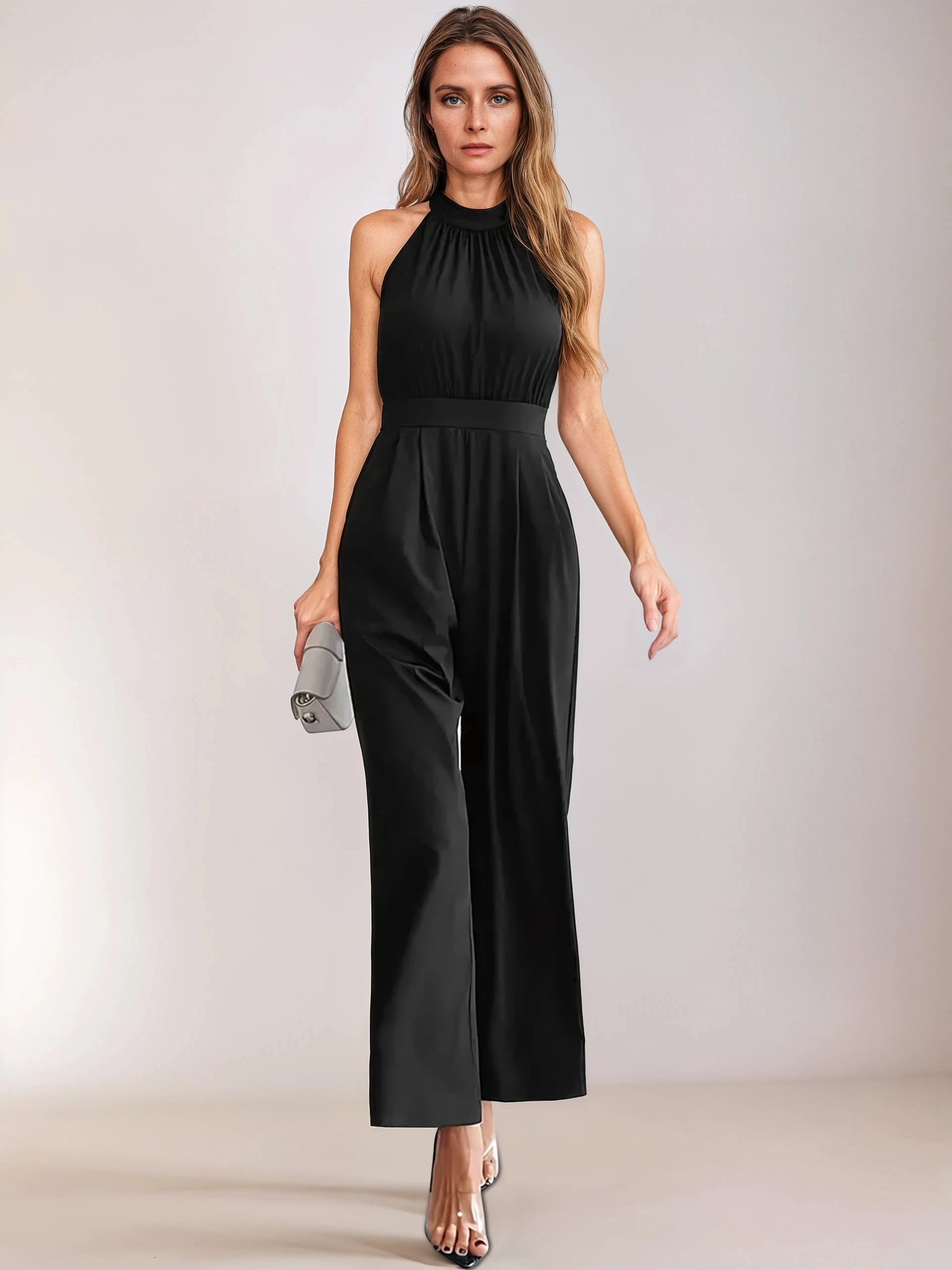 Dames Zwarte Jumpsuit met Ceintuur – Elegante One-Piece