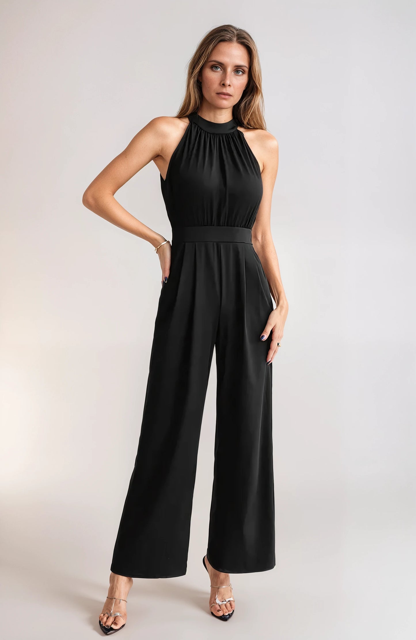 Dames Zwarte Jumpsuit met Ceintuur – Elegante One-Piece