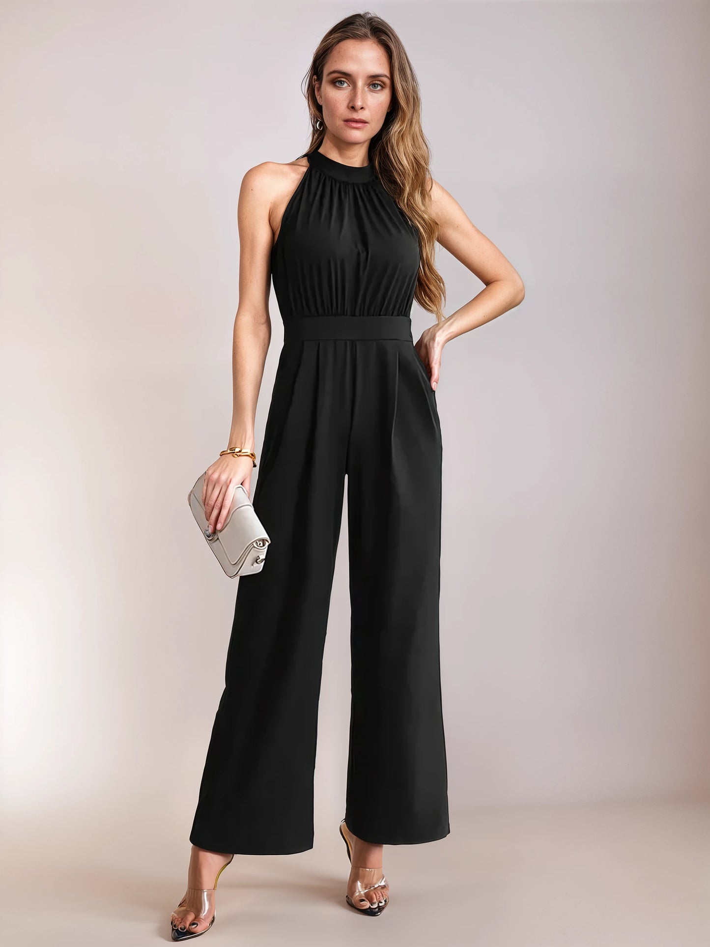 Dames Zwarte Jumpsuit met Ceintuur – Elegante One-Piece