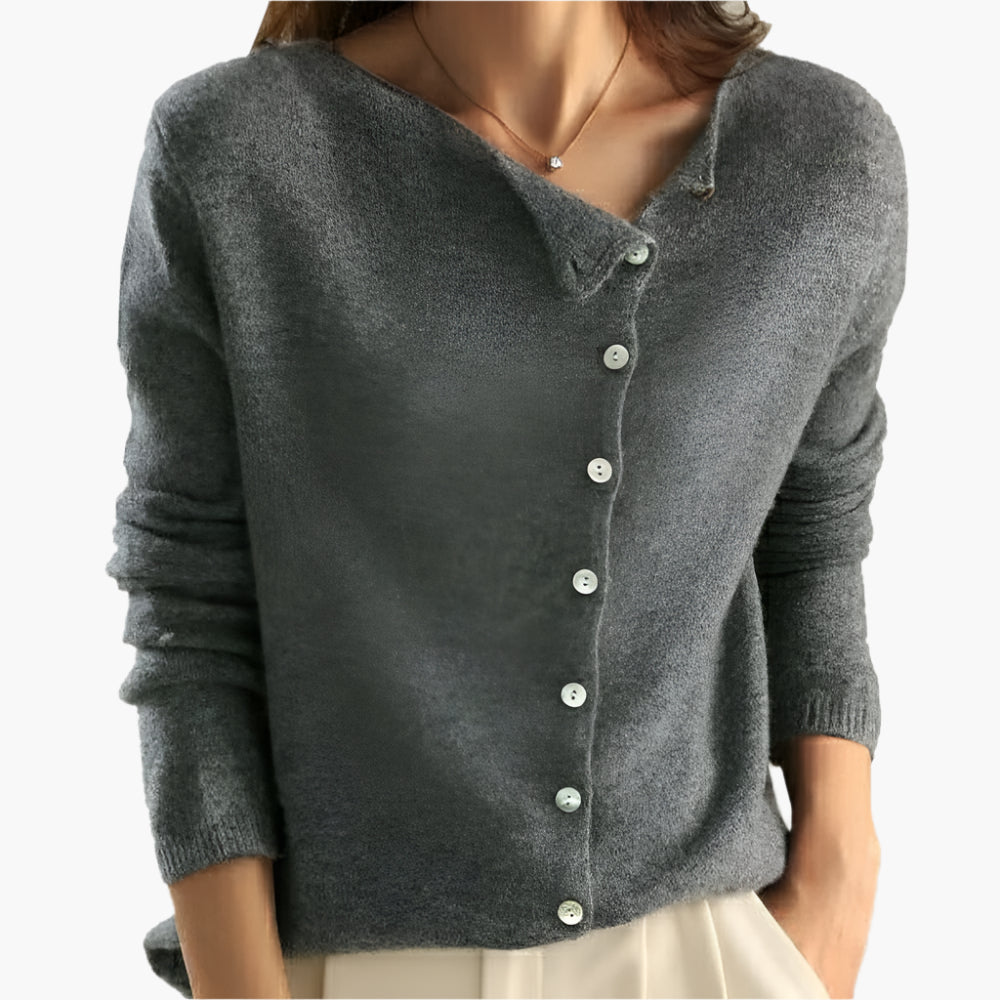 Dames casual cardigan met asymmetrische knoopsluiting – comfortabele en stijlvolle vest jas
