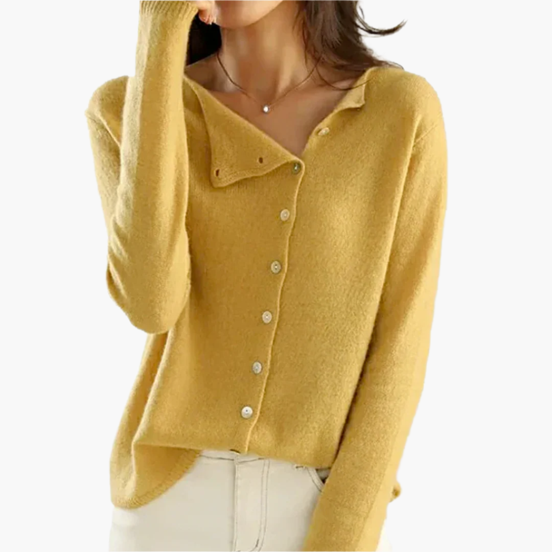 Dames casual cardigan met asymmetrische knoopsluiting – comfortabele en stijlvolle vest jas